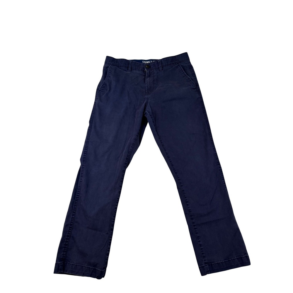 Crown & Ivy Motion Flex Chino Pants Mens 34x30 Navy Blue Straight Fit Stretch